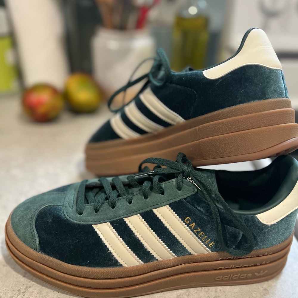 Adidas Gazelle Bold ‘Mineral Green Velvet.’ Size 9.